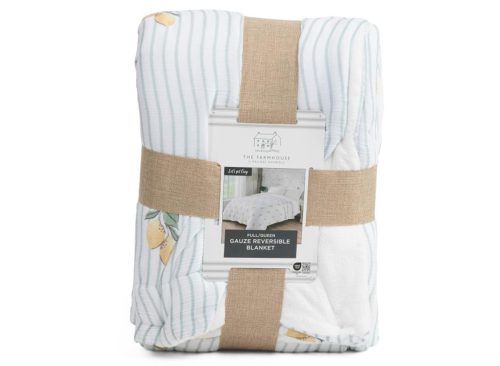 RACHEL ASHWELL Palmermo Lemon Stripe Blanket