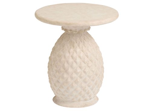 Round Beige Fiberstone Pineapple Shaped Outdoor Side Table