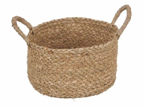Round Seagrass Storage Basket with Handles, Natural, Small, 1 ct