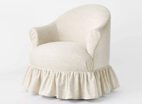 Ruffle Skirt Accent Chair with Swivel Cream Flecked Linen - Threshold™ designed with Studio McGee