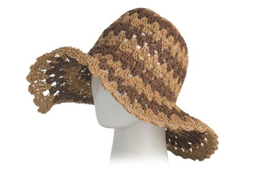 SAN DIEGO HAT Striped Paper Crochet Floppy Round Crown Hat