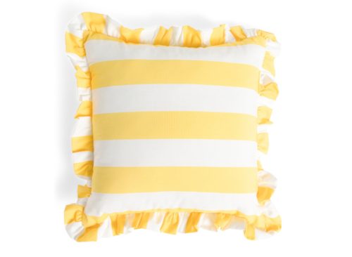 SHERRY KLINE Made In Usa 18x18 Cabana Striped Ruffle Indoor Outdoor Pillow