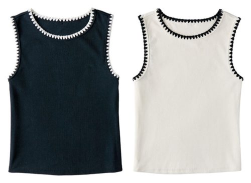 Serra L Black/White Tank Top