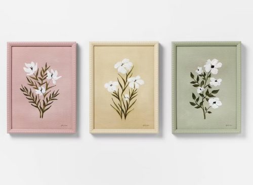(Set of 3) 12"x16" Flower Framed Arts - Threshold™ designed with Studio McGee