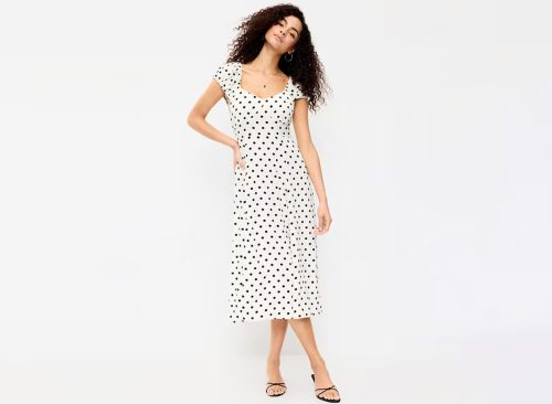 Short-Sleeve Fit & Flare Midi Dress