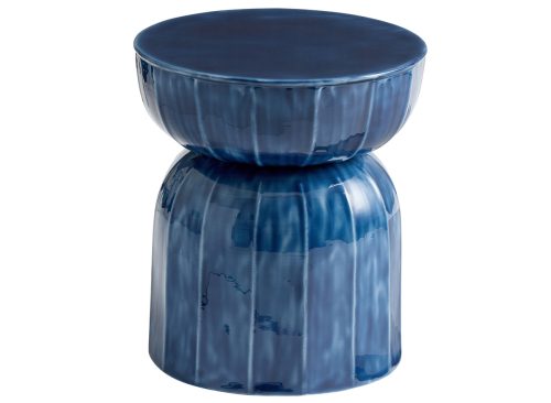 Sirena Brushed Metallic Blue Enameled Outdoor Side Table