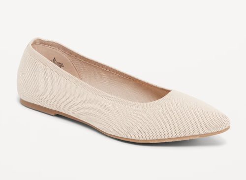 Soft-Knit Pointed-Toe Ballet Flats