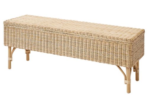 TOLKNING Bench with storage, handmade rattan, 47 ¼ "