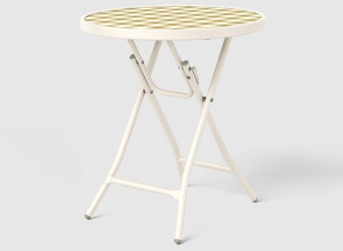 Tempered Printed Glass Round Accent Patio End Table - Room Essentials™