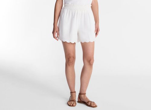 Time and Tru Women's Linen Blend Shorts with Scalloped Hem, Sizes XS-XXXL
