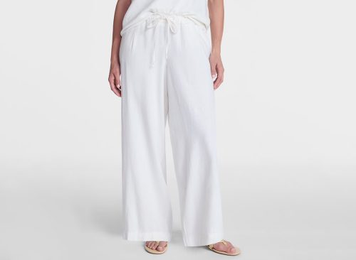Time and Tru Women's Wide Leg Linen Blend Pants, Sizes XS-4X