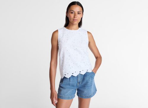 Time and Tru Women's and Women's Plus Eyelet Embroidered Top, Sizes XS-4X