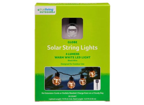 True Living Outdoors Globe Solar String Lights, Warm White LED, 12.9 ft