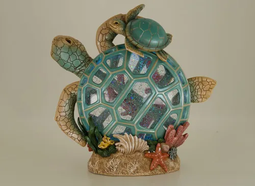 Turtle with Baby Glitter Globe