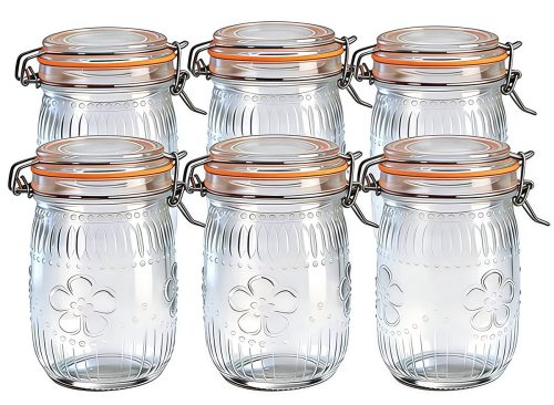 VAETTLO Wide Mouth Mason Jars 32 oz 6 Pack Airtight Glass Canister for Kitchen Pantry Coffee Sugar Beans Flour Snacks