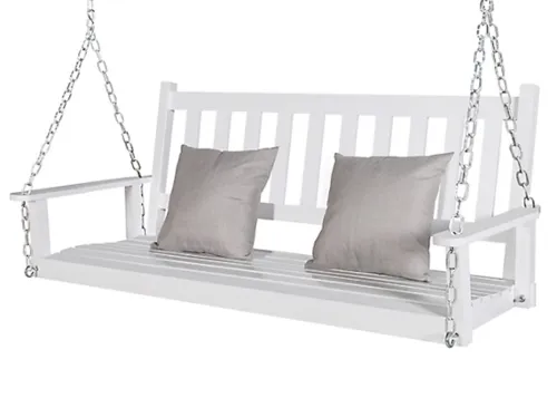 Veikous 2-Person Outdoor Wooden Patio Porch Swing with Chains and Curved Bench, 550 lb. Capacity, 4 ft.