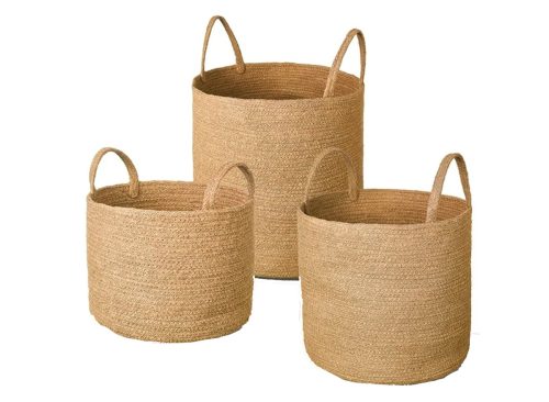 We Think Storage Round Jute Storage Basket with Handle, Set of 3