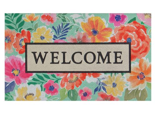 Welcome Floral Outdoor Accent Mat 