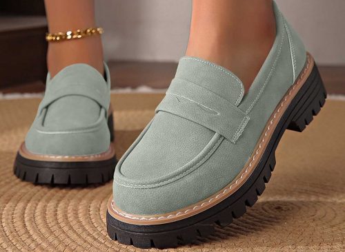Wensltd Spring and Summer Casual Women Flat Shoes Slip on Walking Shoes Comfortable Platform British style Loafers