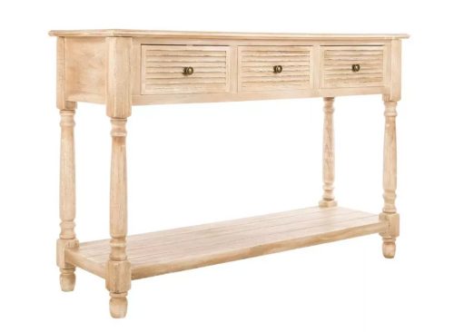 White Stone Wood Console Table 