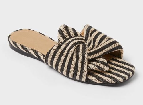 Women's Mila Striped Slide Sandals - Universal Thread™ Black/Cream 6.5