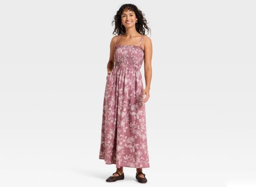 Women's Sleeveless Ruffle Maxi Floral Sundress - Universal Thread™ Mauve S