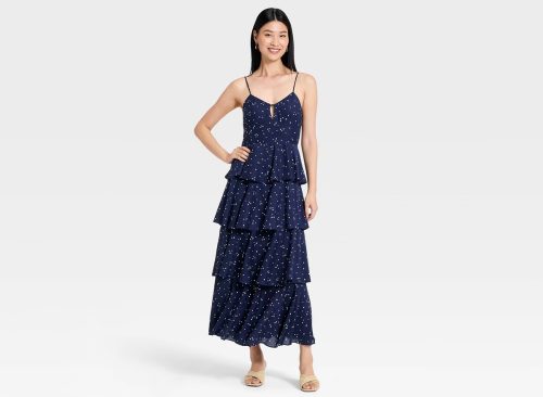 Women's Tiered Ruffle Maxi Dress - A New Day™ Navy Blue