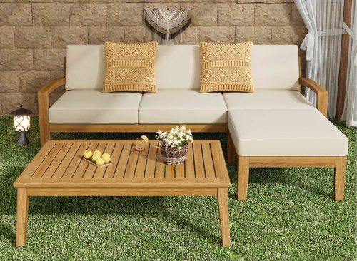 Wood Sectional For Outdoor Living With To Elements And Table Seating Groups Weather- Features
