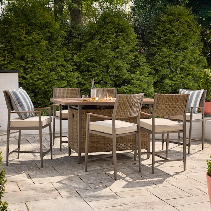 Allen + Roth Dorsey 7-Piece Patio High Fire Dining Set