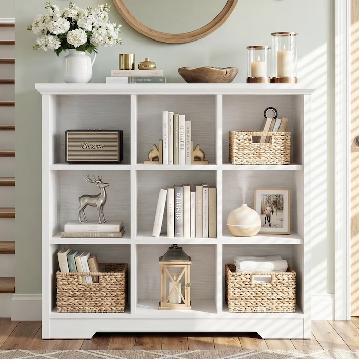 Besiost 9 Cube Bookshelf with Charging Station