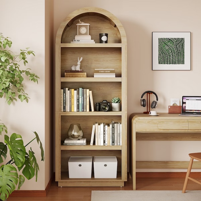 Bestier 5-Shelf Arched Bookcase
