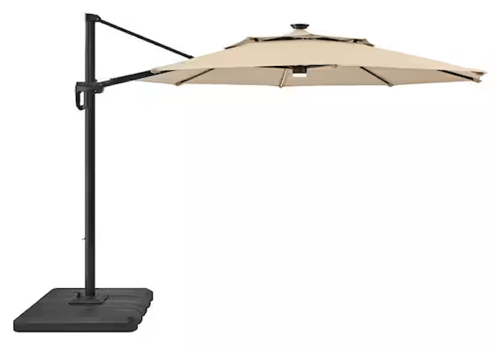 Hampton Bay 11 ft. Solar LED Offset Patio Umbrella