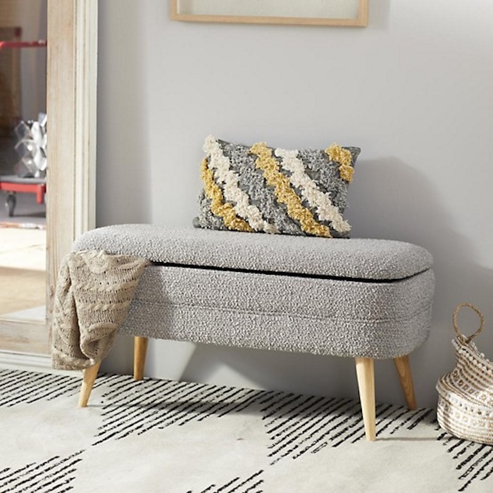Harper & Willow Boucle Room Storage Bench
