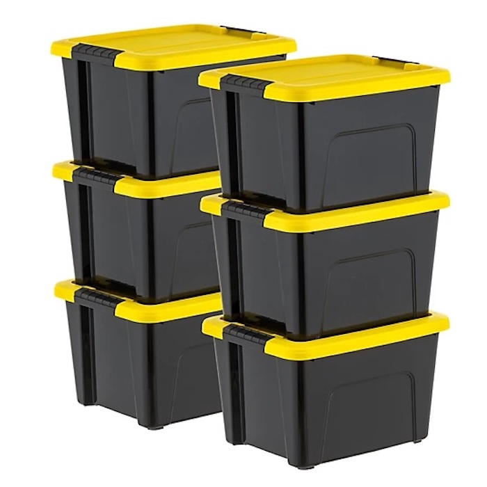 IRIS USA Black Plastic Storage Bin, 6-Pack
