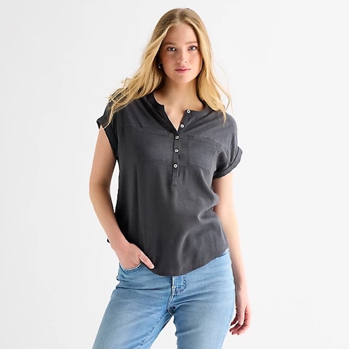 Lucky Brand Knit Mix Henly Utility Top