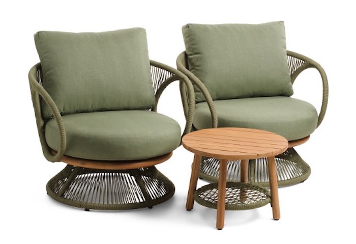 Made in Vietnam Outdoor Swivel Accent Chairs And Table Set