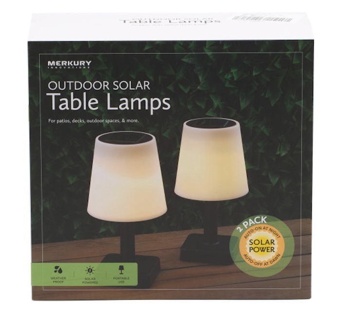 Merkury Solar Powered Table Lamp Set, 2-Pack