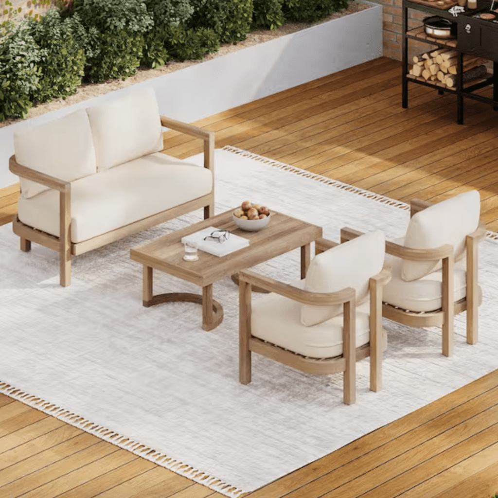 Mathena 4-Piece Wood Patio Conversation Set