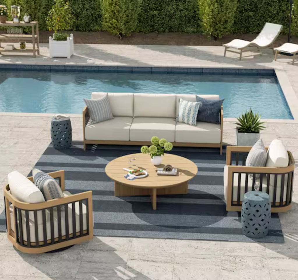 Peak Home Furnishings Sereno 4-Piece Swivel Aluminum Outdoor Conversation Set