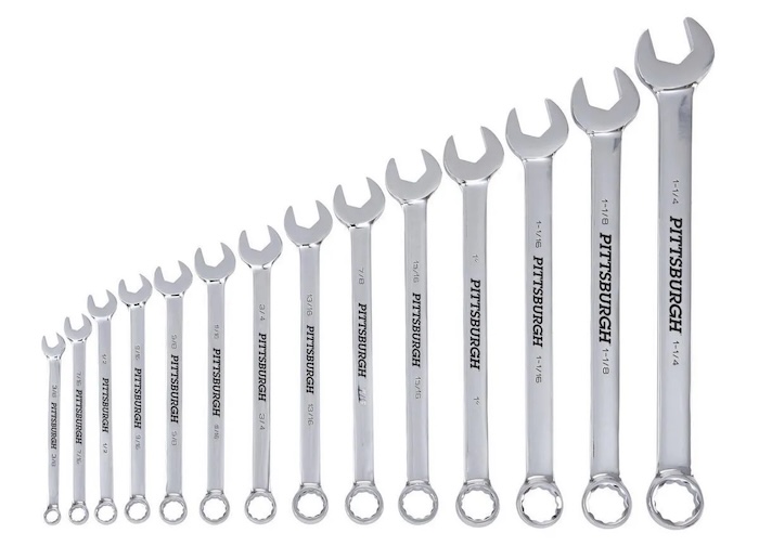 PITTSBURGH V-Groove SAE Combination Wrench Set, 14-Piece
