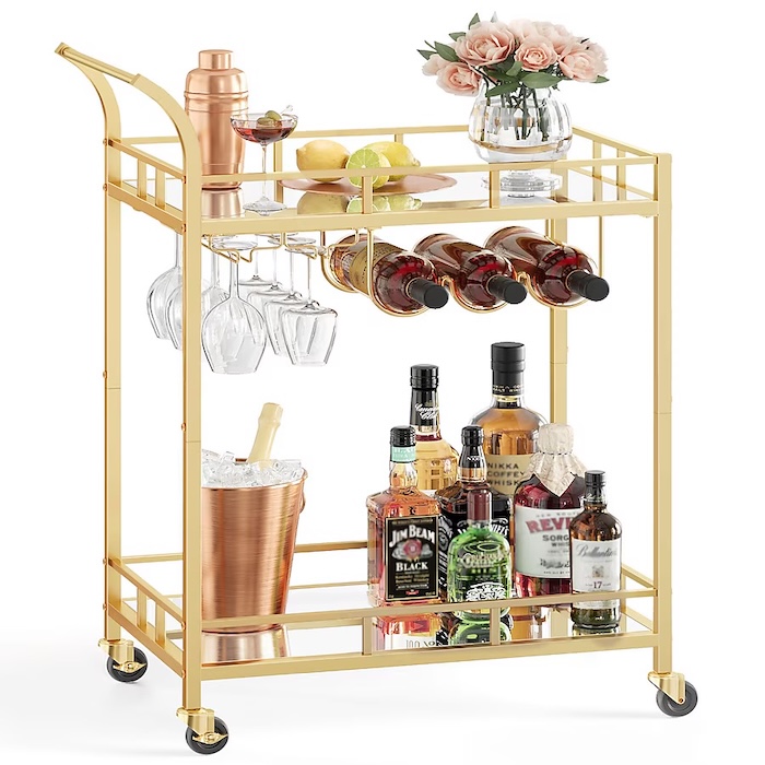 Slickblue 2-Tier Rolling Bar Cart