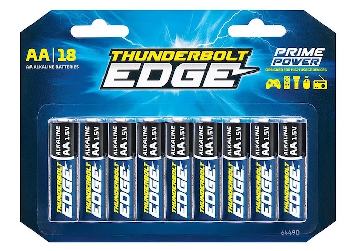 Thunderbolt Edge AA Alkaline Batteries, 18-Pack