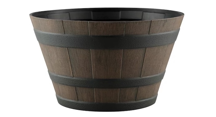 GroundWork Plastic Whiskey Barrel Planter