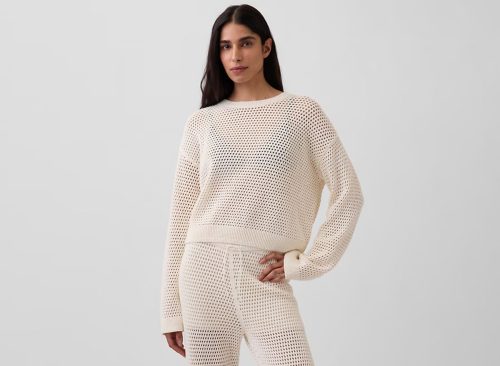 100% Cotton Crochet Relaxed Sweater