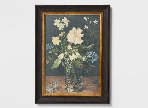 12" x 16" Floral Cotton Canvas Framed Wall Art - Threshold™ designed with Studio McGee : Vintage Botanical Decor