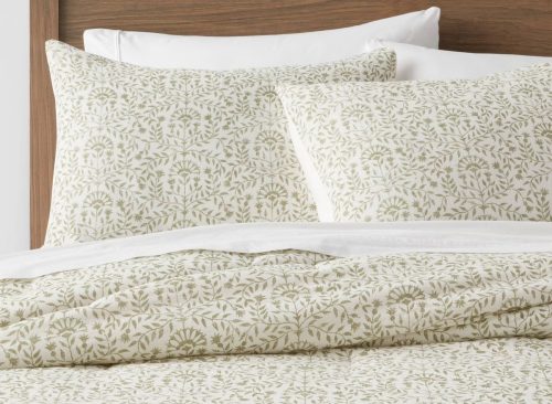 2pc Twin/Twin Extra Long Traditional Vine Printed Comforter & Sham Set Green - Threshold™: Dobby Weave, Botanical Design