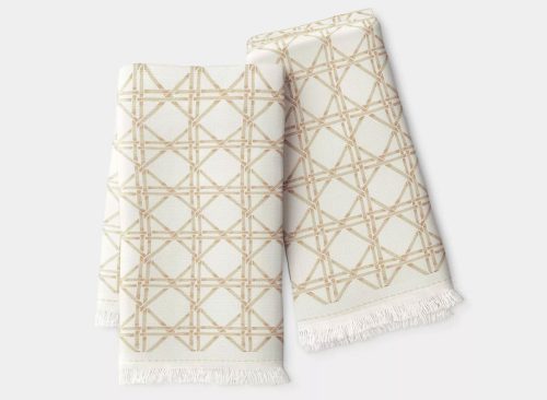 2pk Kitchen Towels Khaki Lattice - Threshold™