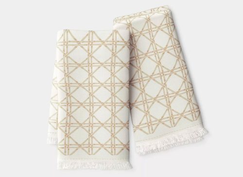 2pk Kitchen Towels Khaki Lattice - Threshold™