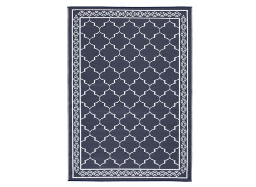 5' x 7' Reversible Indoor/Outdoor Rug, Navy Trellis