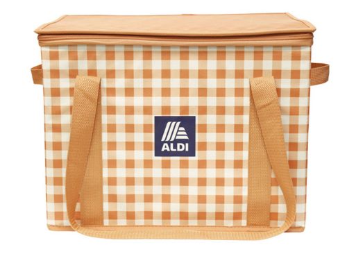 ALDI Orange Gingham Insulated Collapsible Box Bag
